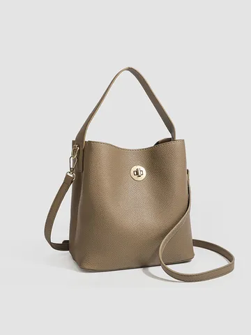 Γυναικεία Τσάντα Bucket από Δέρμα PU Χιαστί Τσάντα Casual Τσάντα Ώμου με Κλείσιμο με Περιστροφή