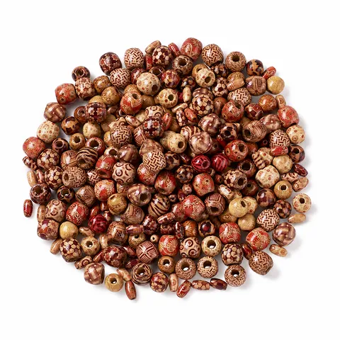 Perles en Bois Imprimées Couleur Mélangée Perles Vrac pour Tressage de Cheveux Fabrication de Bijoux