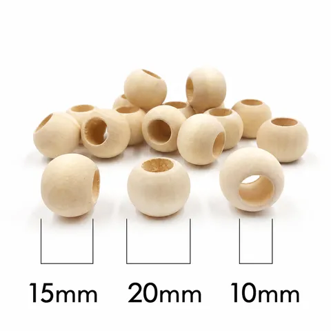 Perles en Vrac en Bois de Schima Naturel Perles d'Espacement de Grand Trou pour Accessoires d'Artisanat de Fabrication de Bijoux DIY