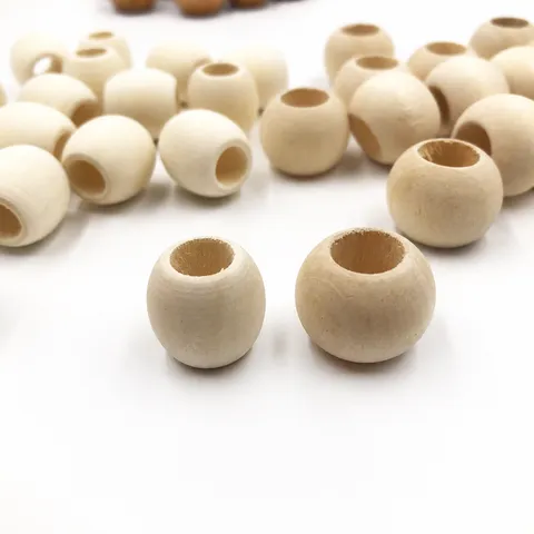 Perles en Vrac en Bois de Schima Naturel Perles d'Espacement de Grand Trou pour Accessoires d'Artisanat de Fabrication de Bijoux DIY