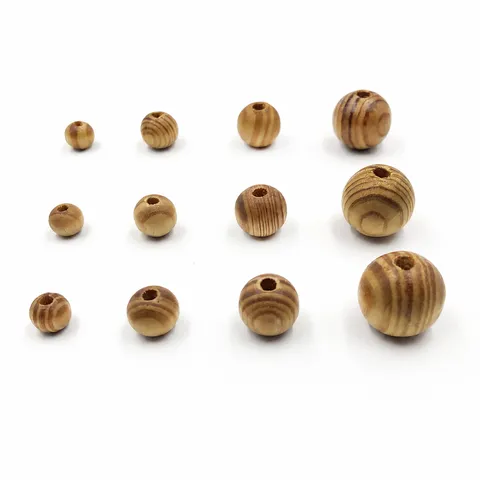 Perles en Bois de Pin Naturel Perles Vrac Rondes Grain de Bois Pour Fabrication de Bijoux DIY Accessoires de Bricolage de Bracelet