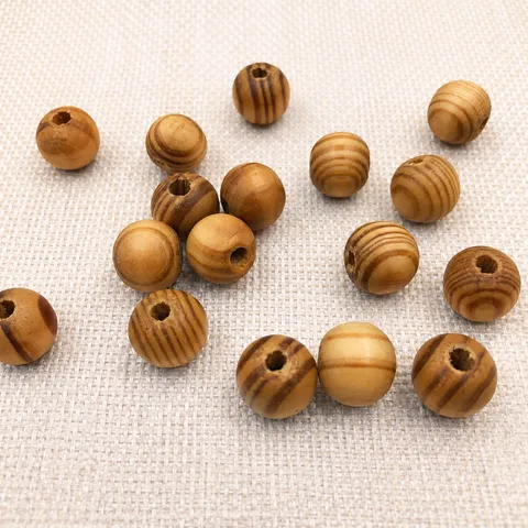 Perles en Bois de Pin Naturel Perles Vrac Rondes Grain de Bois Pour Fabrication de Bijoux DIY Accessoires de Bricolage de Bracelet