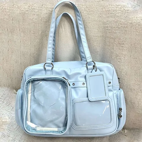 Sac Cabas Ita en Cuir PU pour Femmes Grande Capacité Fenêtre d'Affichage Transparente Mignon Quotidien Casual École Sac à Dos