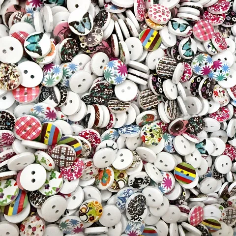 Mixed Cartoon Floral Animal Print Wooden Buttons Round Wood Buttons For DIY Sewing Crafts Garment Decor