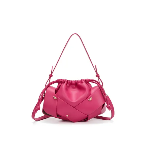 Sac Bandoulière Plissé Tissé en Cuir PU pour Femme Sac Épaule Sous Bras Rétro Couleur Unie Sac à Main Casual Quotidien