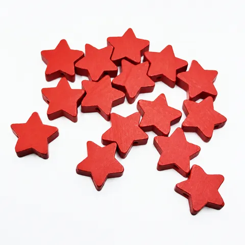 Perles Étoile en Bois Colorées Imprimées Étoile à Cinq Branches Perles Vrac Pour Jour de l'Indépendance DIY Artisanat Accessoires de Bijoux