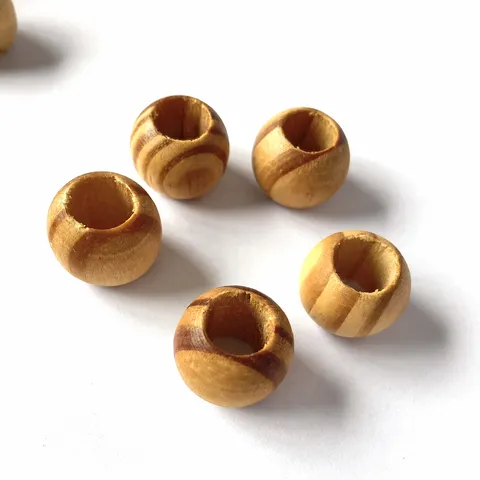 Perles en Bois de Pin Naturel Grand Trou Perles Rondes Vrac pour Fabrication de Bijoux DIY