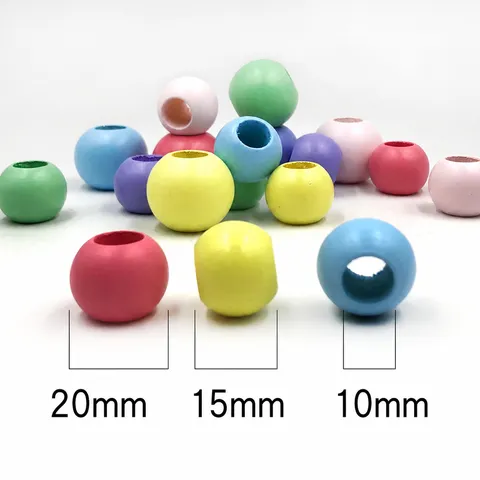 Perles Rondes en Bois Colorées Grand Trou Macaron Couleur Bonbon Perles en Bois Accessoires d'Artisanat de Fabrication de Bijoux DIY