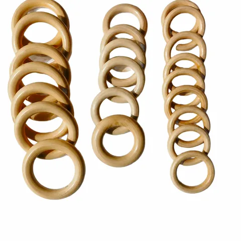 Anneaux en Bois Vernis Cercles en Bois Naturel Accessoires DIY Boucles de Sac à Main et Anneaux de Rideau pour Artisanat