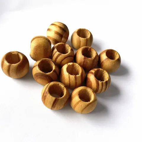 Perles en Bois de Pin Naturel Grand Trou Perles Rondes Vrac pour Fabrication de Bijoux DIY