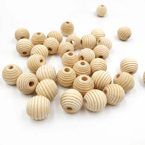 Perles Vrac Filetées en Bois Naturel Accessoires Artisanat DIY Perles Intercalaires Rondes en Bois Non Finies Pour Fabrication de Bijoux