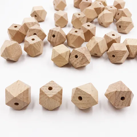 DIY Perles Vrac Octogonales en Bois de Hêtre Naturel Perle en Bois Facettée Pour Artisanat