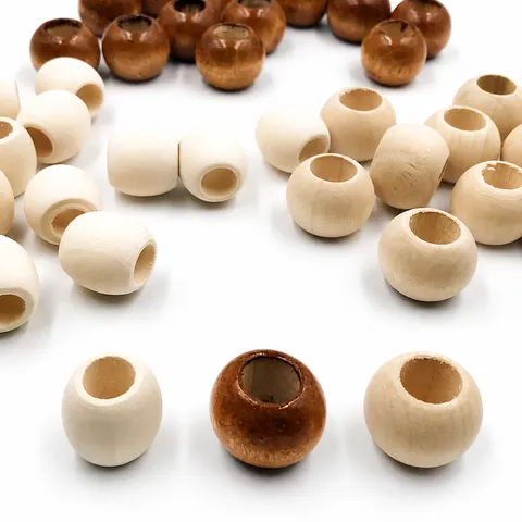 Perles Vrac en Bois de Schima Perles Tonneau en Bois à Grand Trou Accessoires de Fabrication de Bijoux