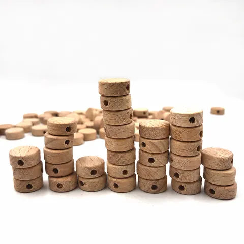 Natural Beech Wood Flat Round Loose Beads DIY Wooden Spacer Beads For Pacifier Clip Teething Craft Jewelry Making