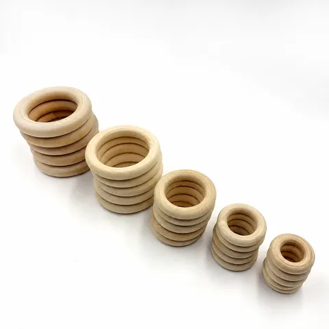 Anneaux en Bois Naturel Cercles en Bois Non Finis pour Bricolage Macramé Boucles de Sac Rideaux Fabrication de Bijoux