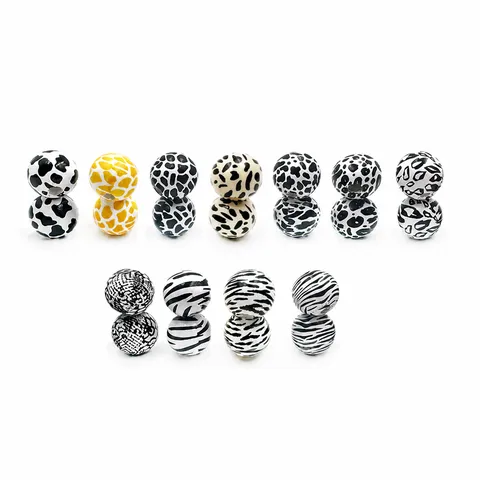 Perles en Bois Naturel Imprimé Animal Motif Zèbre Vache Perles Vrac pour Enfants DIY Accessoires de Fabrication de Bijoux Artisanat