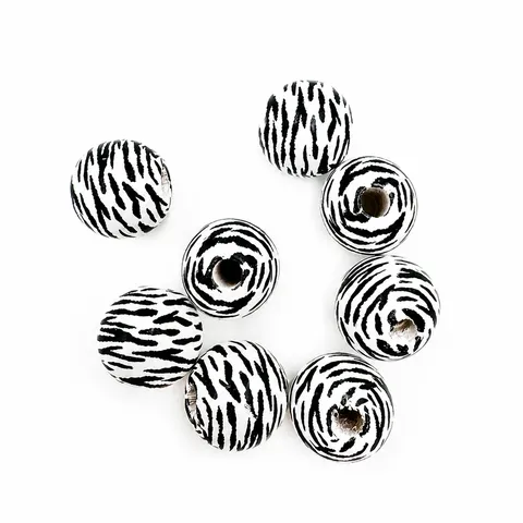 Perles en Bois Naturel Imprimé Animal Motif Zèbre Vache Perles Vrac pour Enfants DIY Accessoires de Fabrication de Bijoux Artisanat
