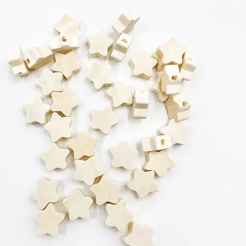 Perles en Bois Naturel 12mm Perles Espacer Vrac Forme Cœur Étoile Fleur de Prunier Perles en Bois pour DIY Enfants Bijoux Fabrication Art