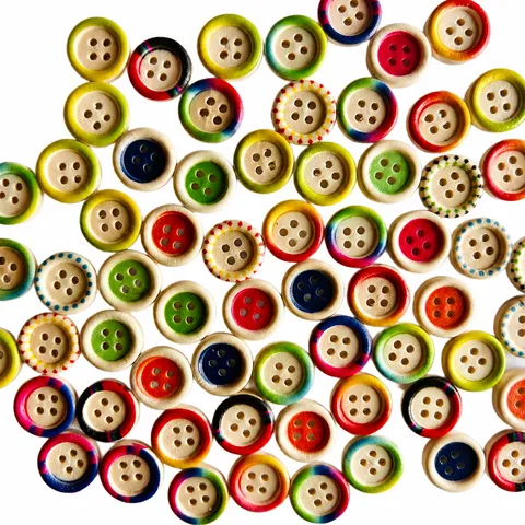 Multi-color Printed Round Wooden Buttons 15mm DIY Craft Sewing Garment Accessories For Handmade Clothing Crafts