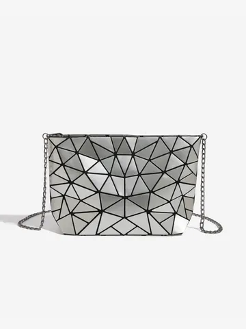 Femme Mode Géométrique Treillis Sac Bandoulière Cuir PU Chaîne Sac à Épaule Décontracté Quotidien Commuter Sac à Main