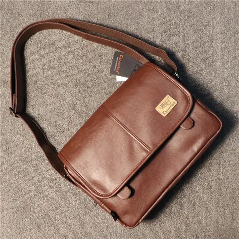 Borsa a Tracolla in Pelle PU da Uomo Vintage Casual Borsa Messenger Tasche Multiple Viaggio Quotidiano