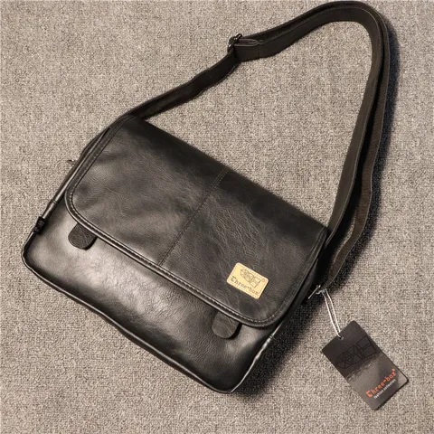 Borsa a Tracolla in Pelle PU da Uomo Vintage Casual Borsa Messenger Tasche Multiple Viaggio Quotidiano