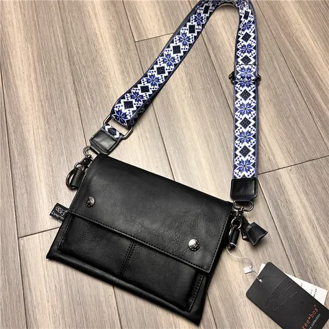 Borsa a Tracolla in Pelle PU da Uomo Casual Tendenza Urbana Borsa da Petto Tasche Multiple Impermeabile da Viaggio