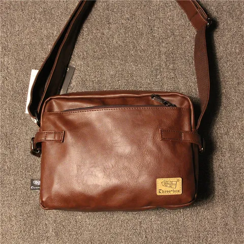 Borsa a Tracolla Vintage in Pelle PU da Uomo Borsa Messenger Casual Borsa da Viaggio Piccola Borsa a Mano Retro Business