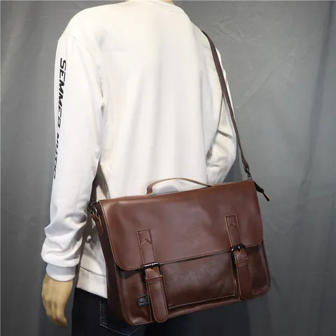 Borsa a Tracolla e Messaggero Casual d'Affari in Pelle PU Vintage da Uomo per Lavoro Quotidiano
