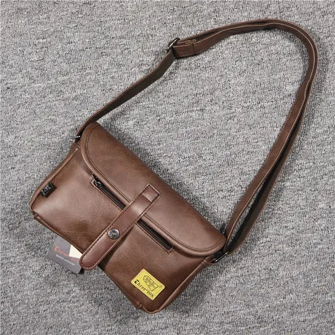 Borsa a Tracolla Casual in Pelle PU da Uomo Vintage Fibbia Magnetica Piccola Borsa a Spalla Messenger