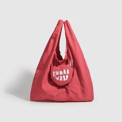 Opvouwbare Waterdichte Winkeltas Dames Heren Lichtgewicht Eco Tote Reis Herbruikbare Handtas Hart Print Casual Schoudertas