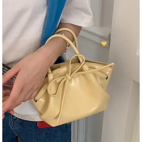 Sac Seau en Cuir PU pour Femmes Mode Nœud Papillon Sac à Main Élégant Quotidien Décontracté Couleur Unie Bandoulière