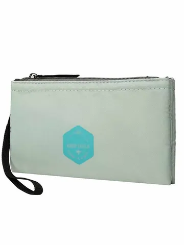 Sac Passeport de Voyage Portable Organisateur de Documents à Fermeture Éclair Multi-Couches Pochette Porte-Monnaie