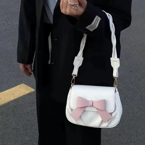Damen Mode PU Leder Satteltasche Süß Mädchenhaft Schleife Plissiert Wolke Umhängetasche Casual Tägliche Schultertasche