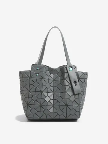Sac Cabas Bandoulière Femme Mode Motif Losange Géométrique Grande Capacité Sac à Main en Cuir PU Style Designer