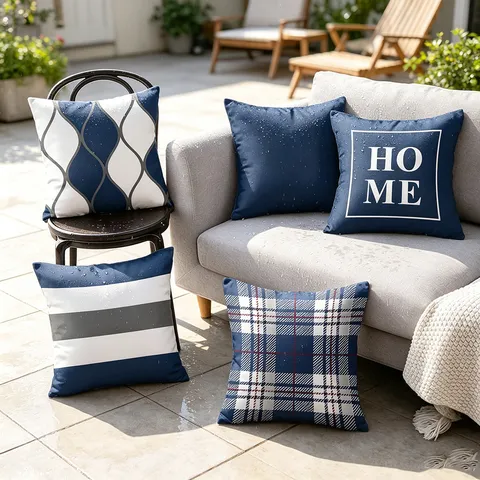Outdoor Waterproof Throw Pillow Cover Geometric Print Decorative Cushion Cover For Sofa Living Room Home Decor
