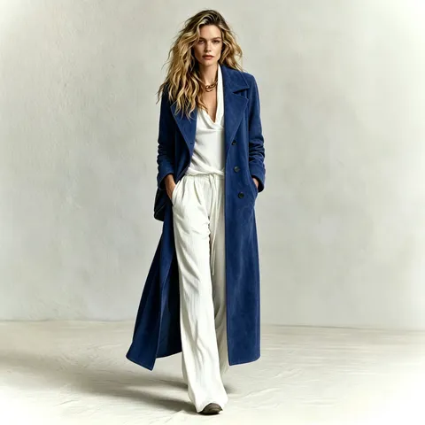 Women's Casual Long Suede Trench Coat Lapel Loose Single-Breasted Long Sleeve Overcoat Winter Outerwear