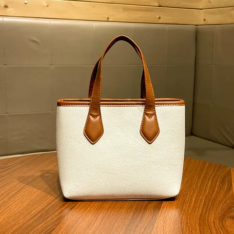 Sac à Main Commuter Femme Cuir PU Motif Litchi Sac Seau Décontracté Polyvalent Poignée Supérieure Sac Bandoulière Mode Cabas