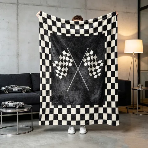 Racing Flag Print Flannel Blanket Soft Warm Cozy Throw Blanket For Bed Sofa Living Room Home Decor
