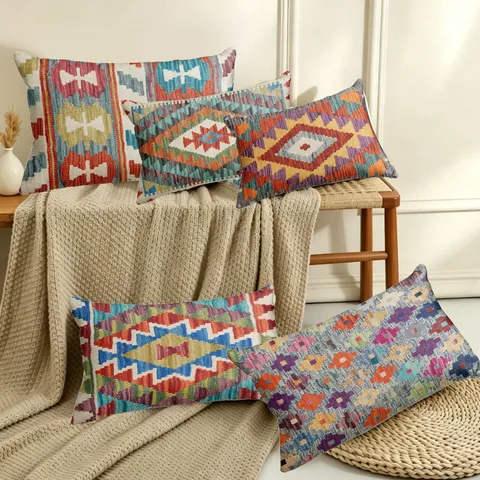 Federa per Cuscino Stampata Geometrica Bohemienne Stile Etnico Federa Decorativa Per Soggiorno Decorazioni per la Casa