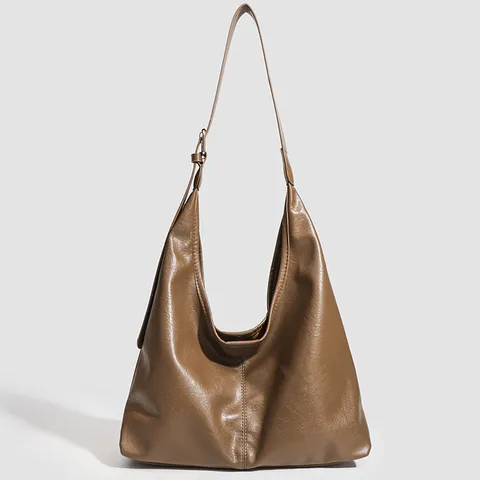 Sac Cabas Vintage en Cuir PU Souple pour Femmes Grande Capacité Sac d'Épaule Décontracté Sac à Main Mode