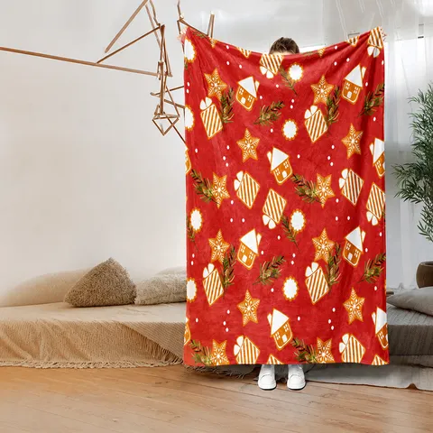 Coperta in Flanella Natalizia Stampata in Digitale Calda Coperta Festiva per Ufficio Letto Soggiorno Arredamento Casa
