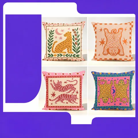 Federa per Cuscino con Stampa Leopardo Persiano Vintage in Poliestere Federa Quadrata Decorativa per Divano