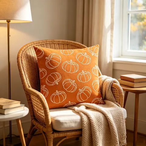 Fodera per Cuscino Decorativa Serie Zucca d'Autunno Fodera per Cuscino Arancione del Ringraziamento Decorazione per la Casa