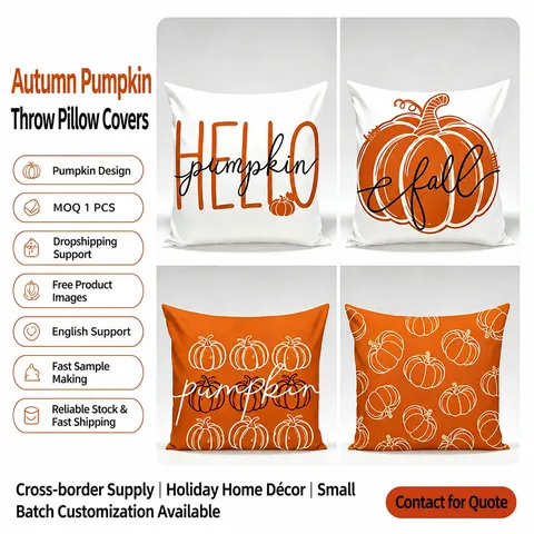 Fodera per Cuscino Decorativa Serie Zucca d'Autunno Fodera per Cuscino Arancione del Ringraziamento Decorazione per la Casa