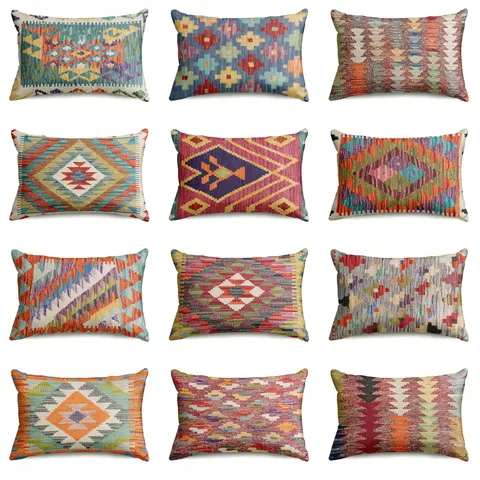 Federa per Cuscino Stampata Geometrica Bohemienne Stile Etnico Federa Decorativa Per Soggiorno Decorazioni per la Casa