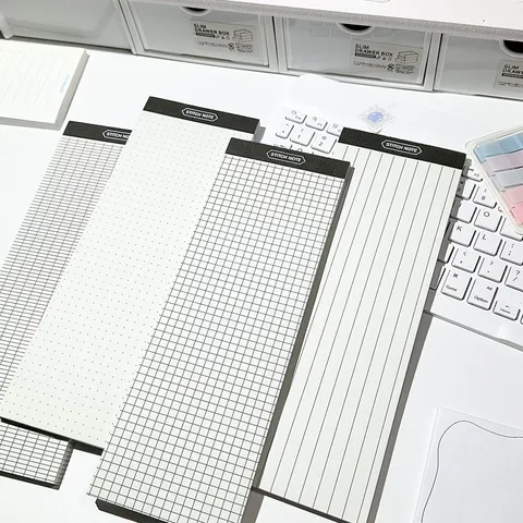 Creative Long Memo Pad Minimalist Tearable Student Notepad Non-Adhesive Lined Grid Dotted Note Paper Office Stationery
