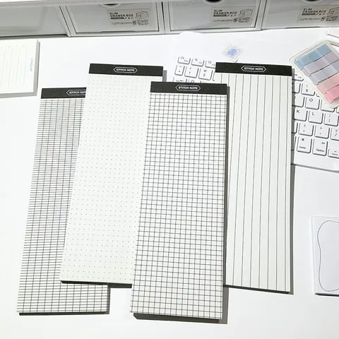 Creative Long Memo Pad Minimalist Tearable Student Notepad Non-Adhesive Lined Grid Dotted Note Paper Office Stationery