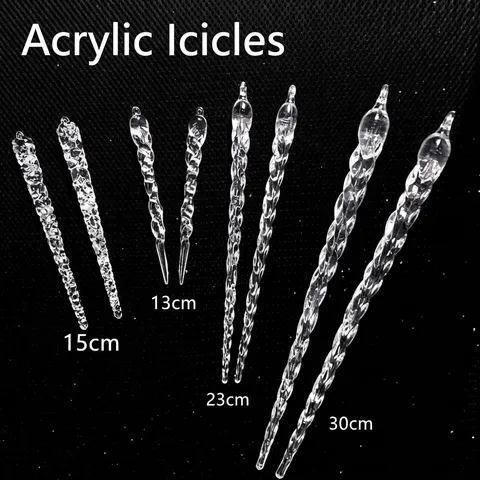 Clear Acrylic Icicle Christmas Tree Ornaments Transparent Spiral Ice Cone Pendant For Winter Party Home Scene Hanging Decorations