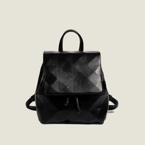 Femmes Mini Géométrique Motif Losange Sac à Dos Cuir PU Casual Commuting Sac d'École Mode Voyage Daypack Sac